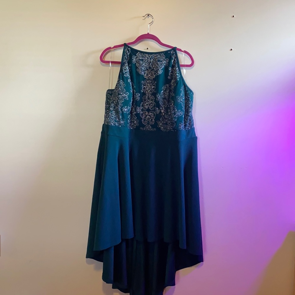 Formal high-low hunter green dress